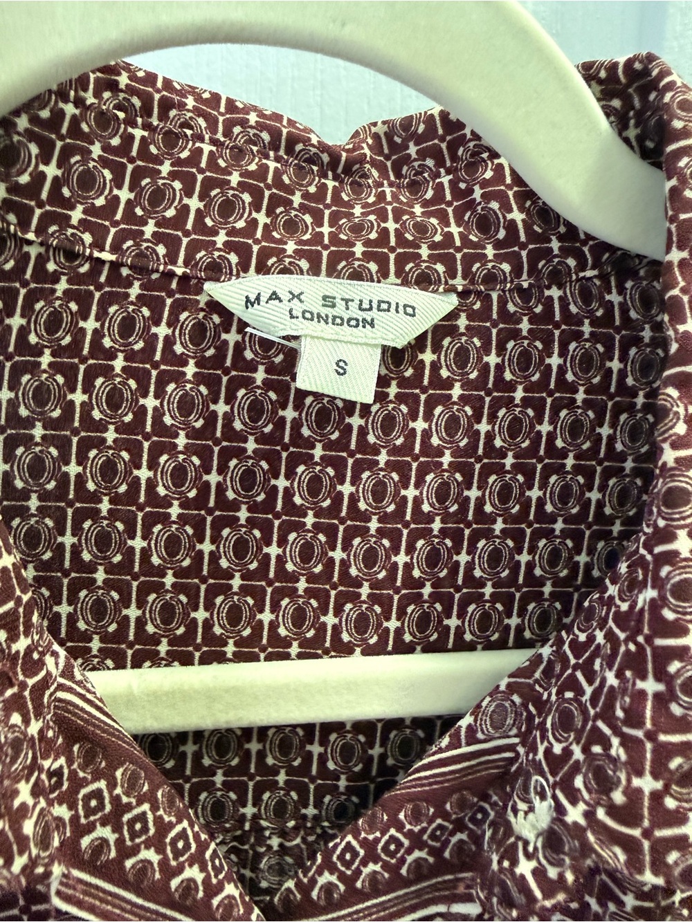 Max Studio Brown Geometric Print Belted Shirt Dress Size S - Picture 3 of 6